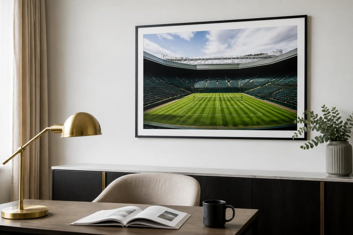 Tennis court wall art display