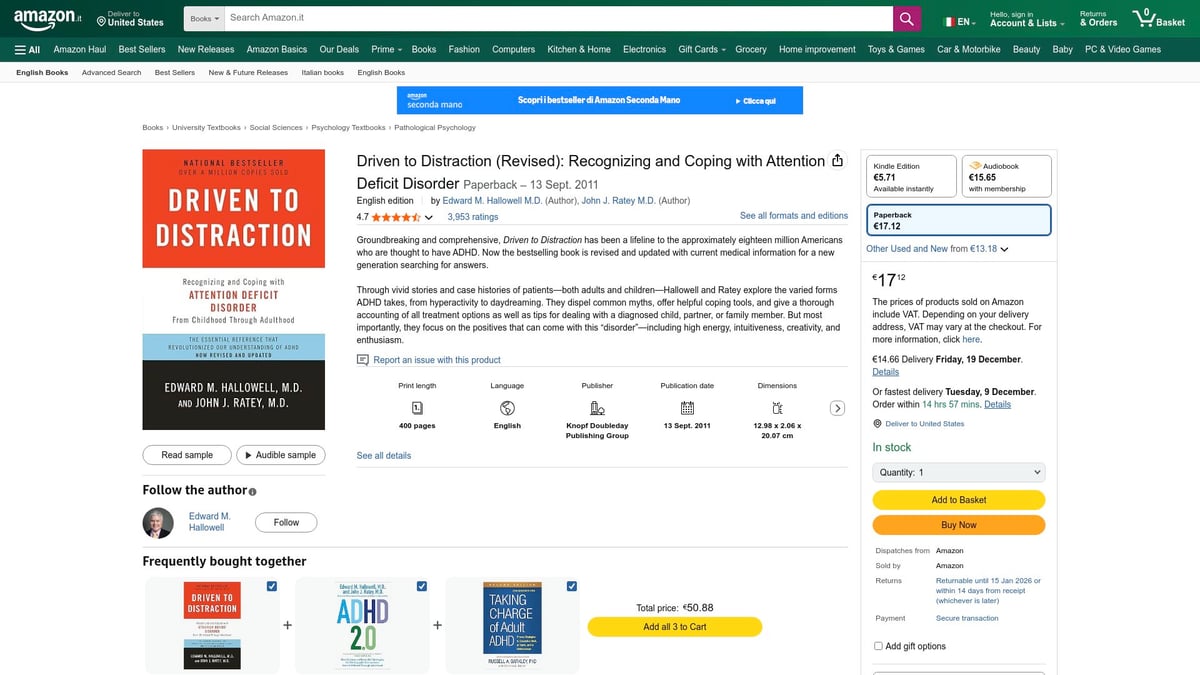 7 Libri ADHD Da Leggere Nel 2026 Per Capire E Gestire - Driven to Distraction di Edward M. Hallowell