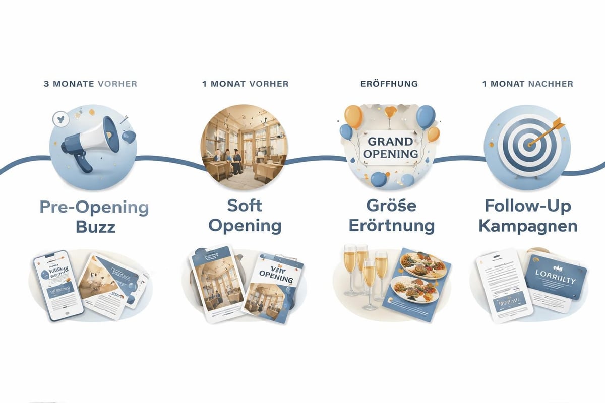 Marketing-Timeline für Gastronomie-Eröffnung