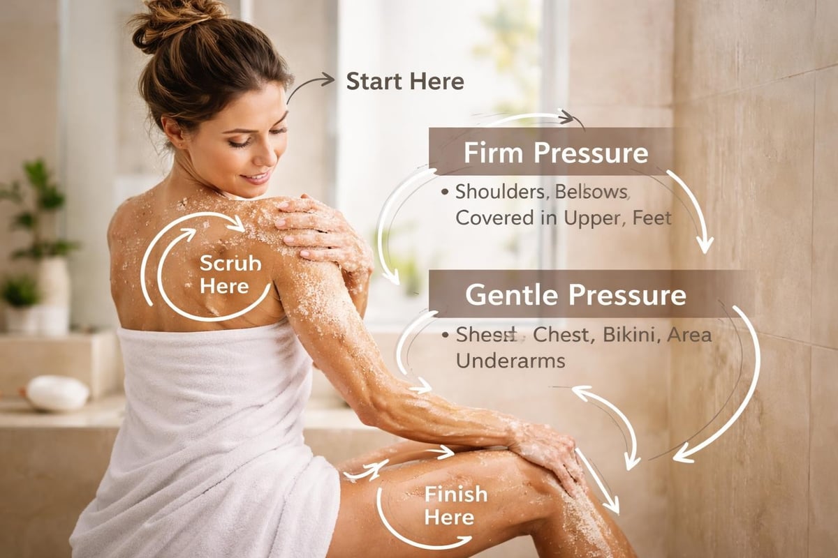 Proper body scrub application technique