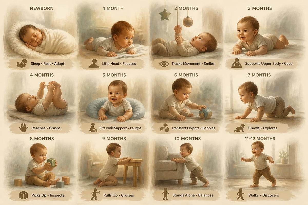 Developmental milestones by month
