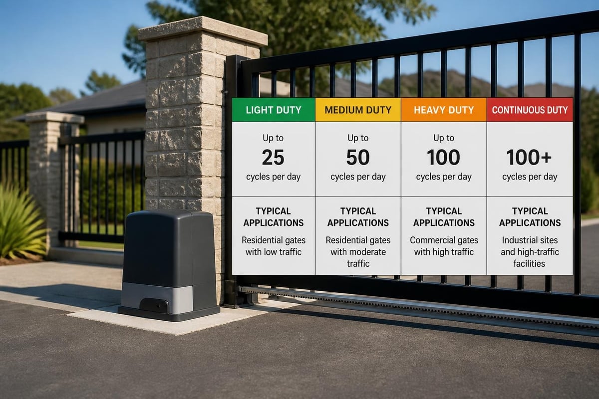Gate opener duty cycle comparison
