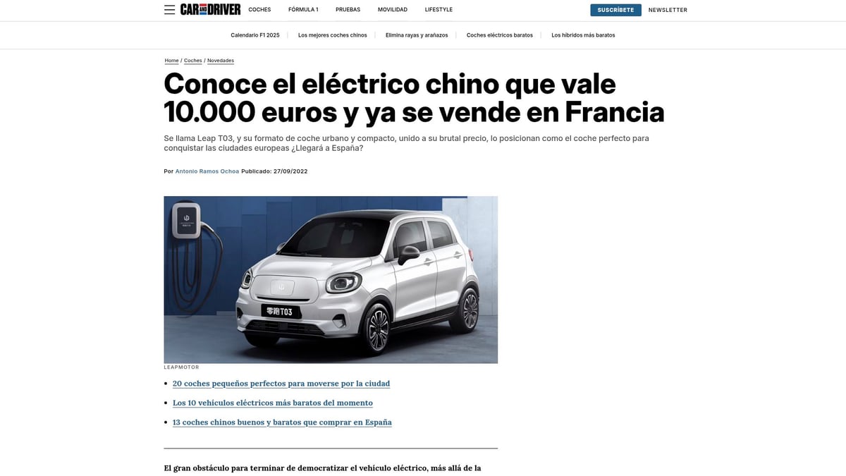 Top 10 Carros Chineses Recomendados Para Comprar em 2025 - Leapmotor T03