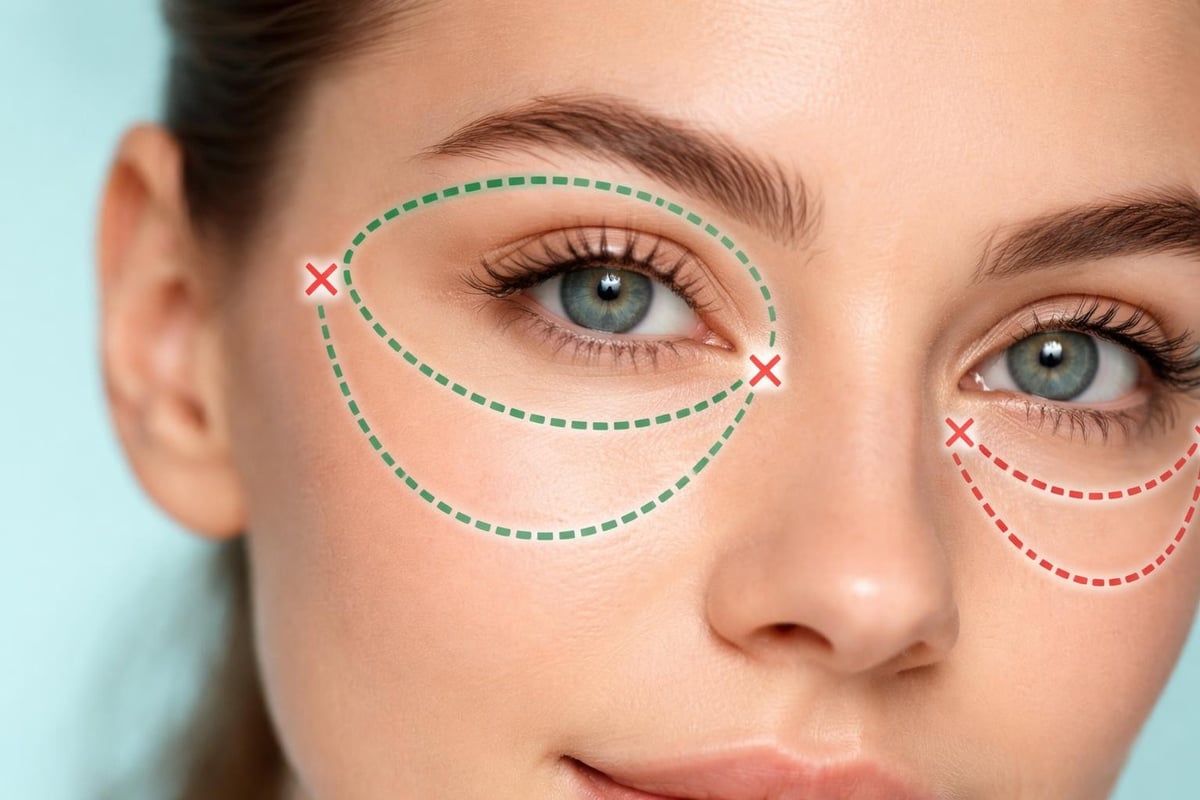 Proper eye area application zones