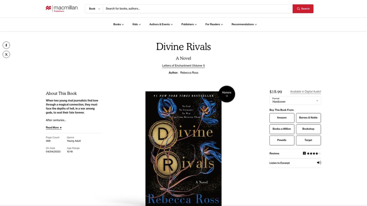 Top 9 Must-Read the Best Books for Teens in 2026 - Divine Rivals by Rebecca Ross