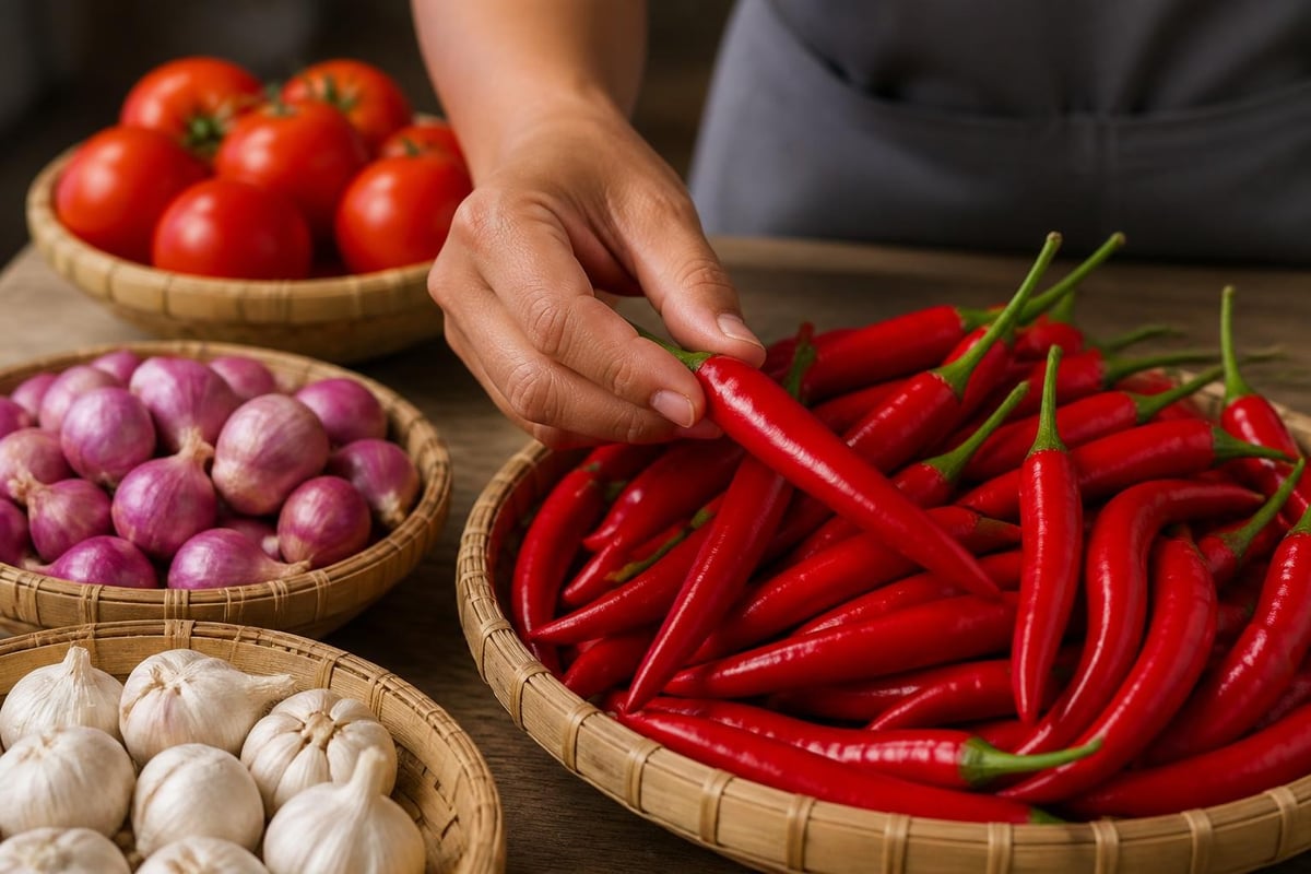 Fresh sambal ingredients selection