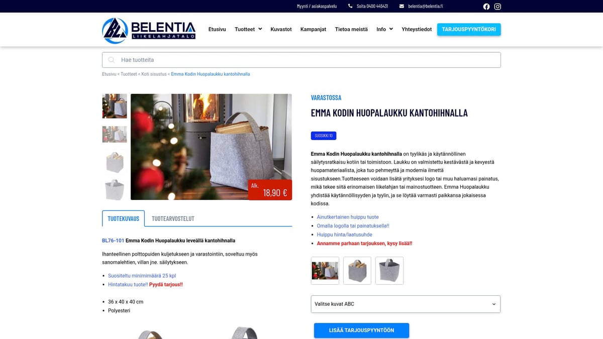 7 Ideaa: Liikelahjat Logolla Yrityksesi Brändin Vahvistamiseen 2026 - Emma Kodin Huopalaukku kantohihnalla – Belentia