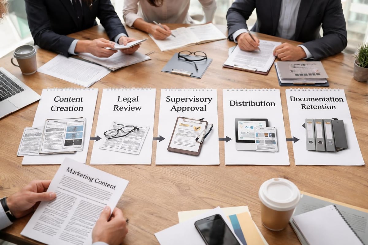 Business Ads Guide for Financial Advisors in 2026 Financial advisor ad compliance workflow