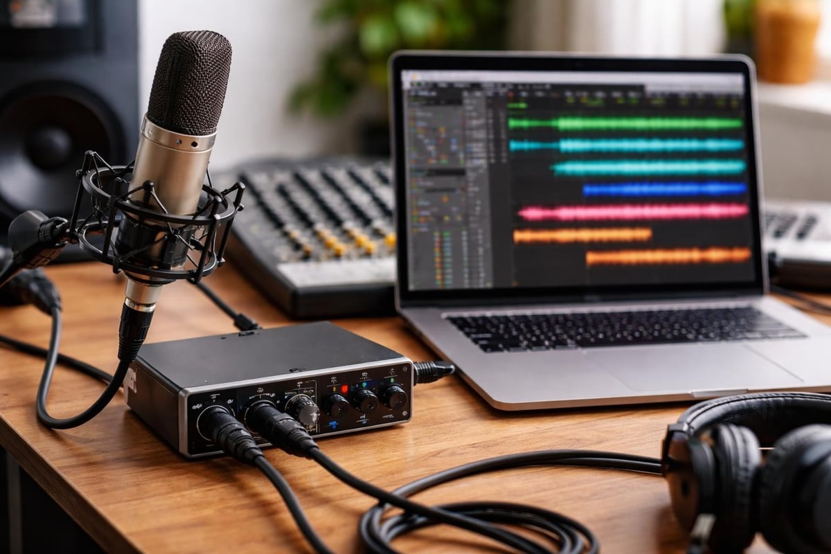 Audio signal flow in podcast recording