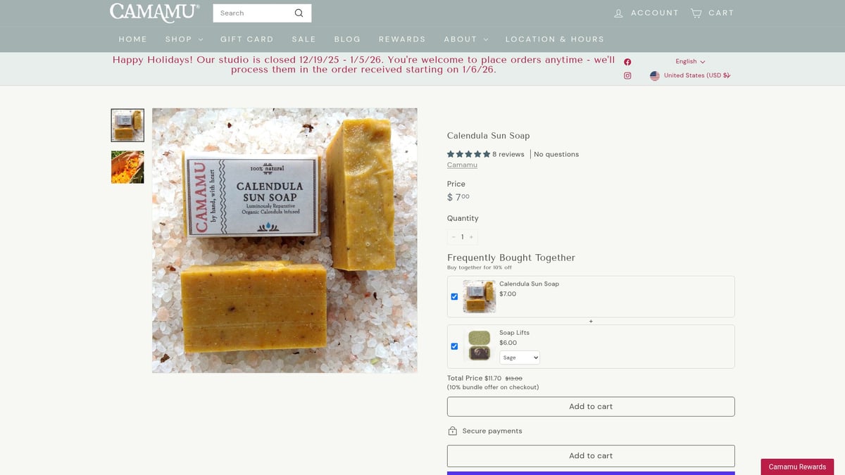 Top 7 Skin Soap For Dry Skin Picks To Try In 2026 - Camamu Calendula Sun Soap
