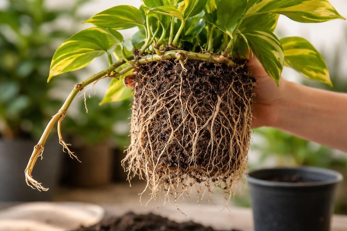 Golden pothos root system