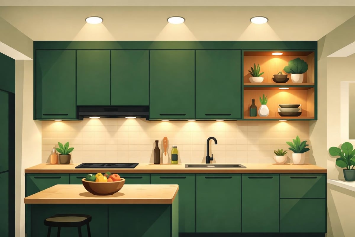 Beleuchtungskonzept grüne Küche