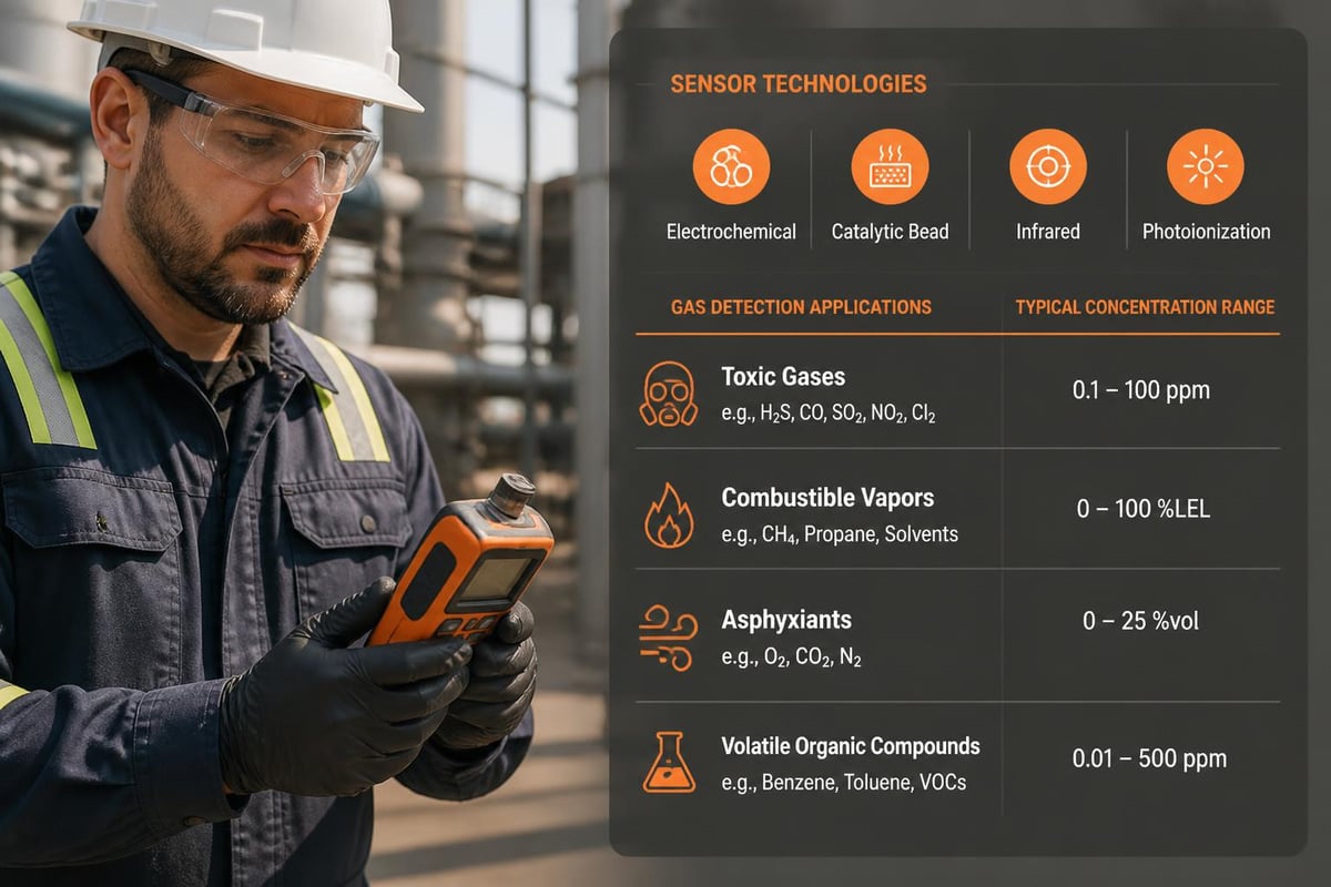 Portable Gas Detection for Industrial Safety Programs Portable gas detector sensor types and target gases