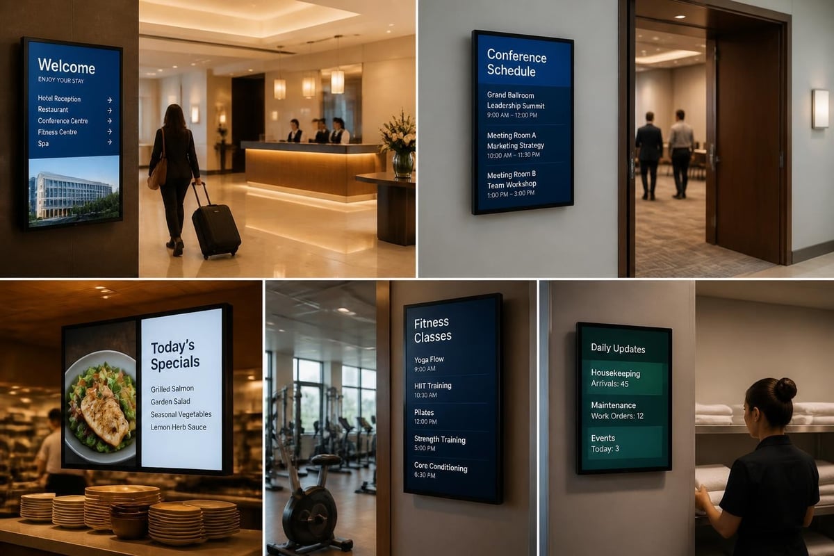 Hotel digital signage content zones