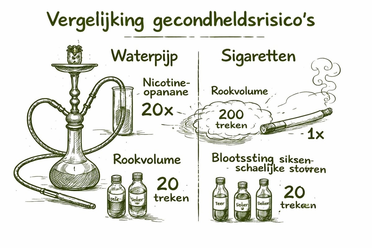 Shisha gezondheidsrisico's vergelijking