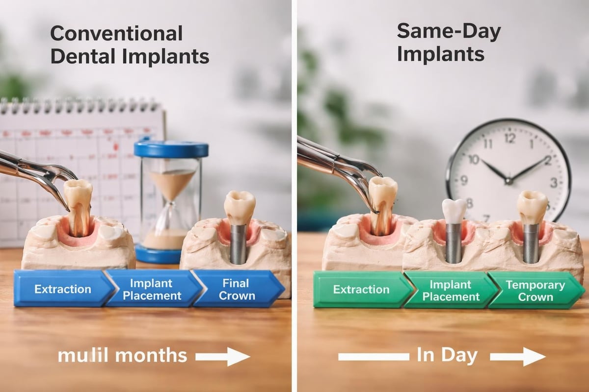 Same-day dental implant timeline comparison
