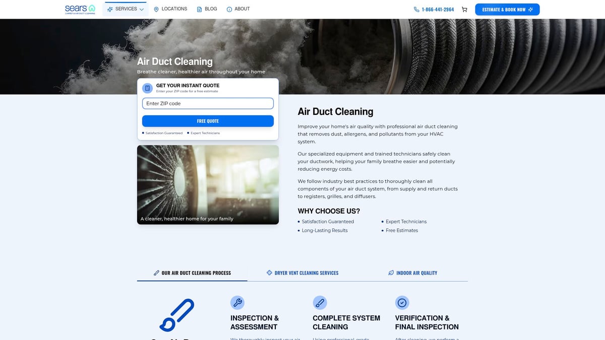 7 Essential Dryer Cleaning Services Near Me for 2026 - 3. Sears Air Duct Cleaning