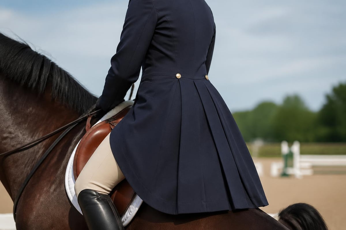 Equestrian coat construction features