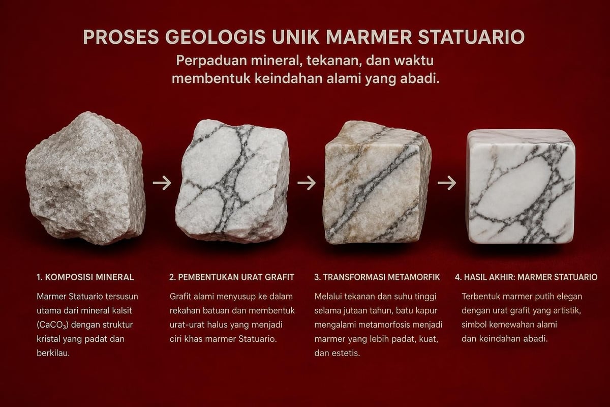 Karakteristik geologis marmer Statuario