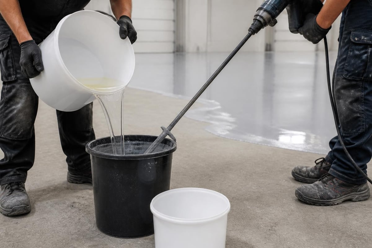 Epoxy floor coating application