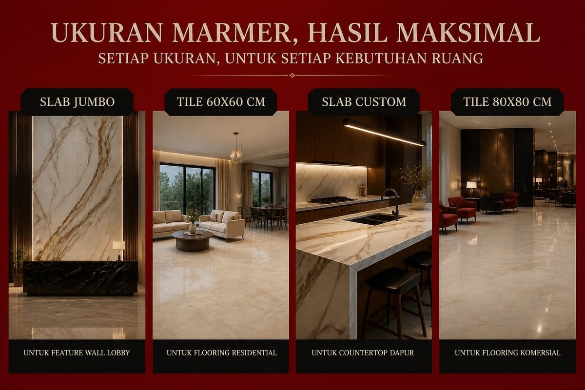 Aplikasi ukuran marmer berbeda