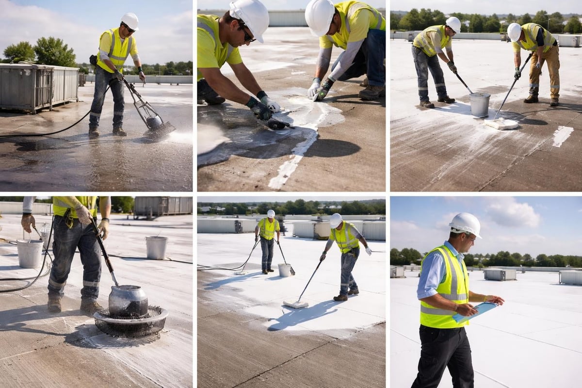 Roof coating application process