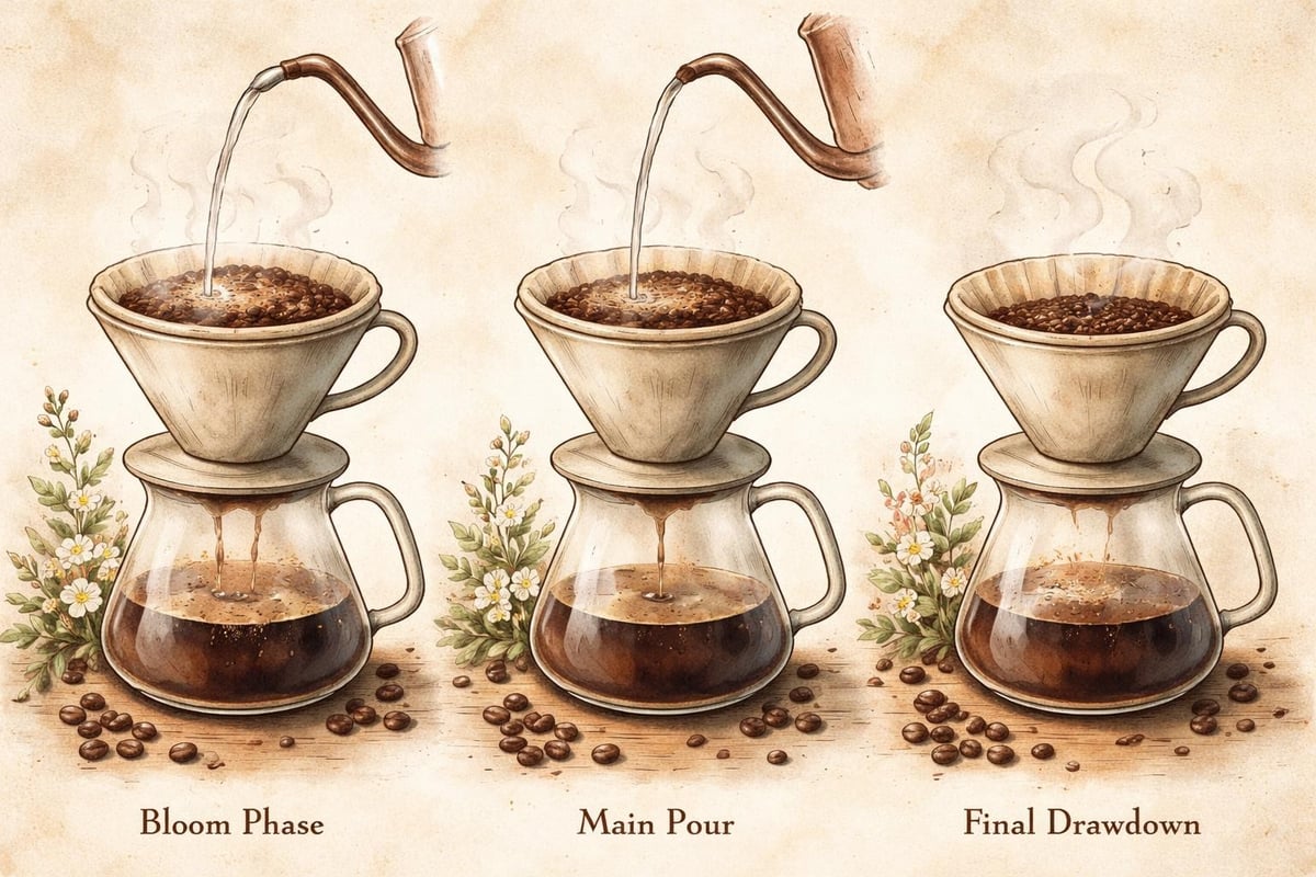 Pour over extraction stages