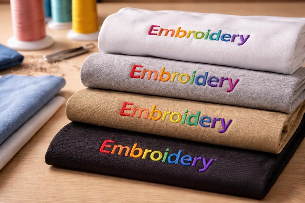Embroidery on different fabrics