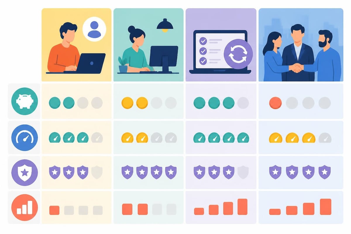 Video editing service comparison matrix