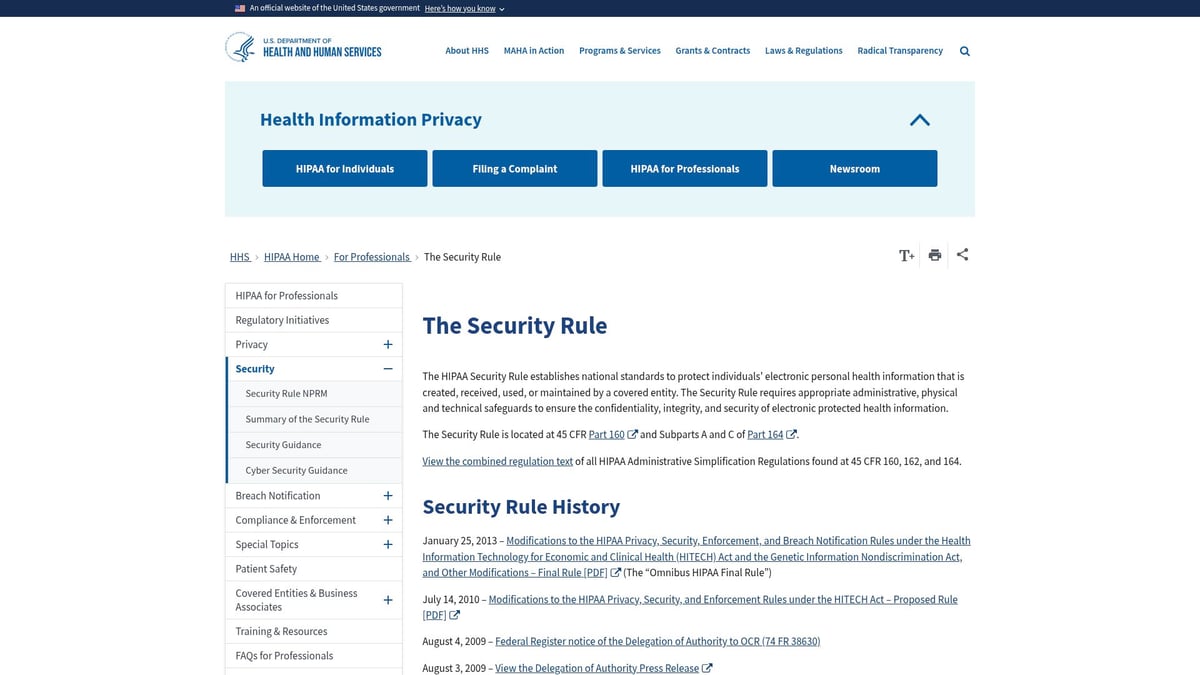12 Essential Cybersecurity Frameworks for 2026 Success - Health Insurance Portability and Accountability Act (HIPAA) Security Rule