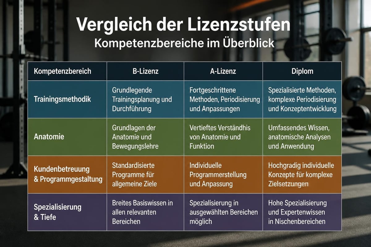 Fitnesstrainer Lizenzstufen Übersicht
