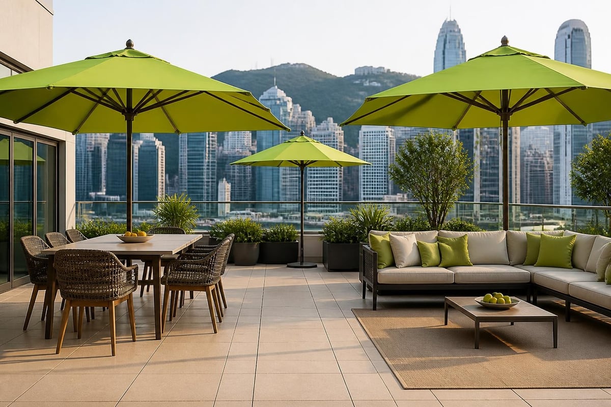 Shade protection zones in outdoor spaces