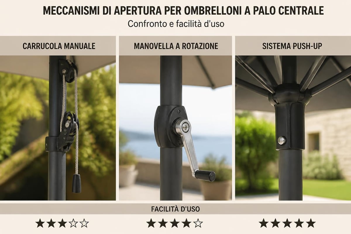 Sistemi di apertura ombrellone