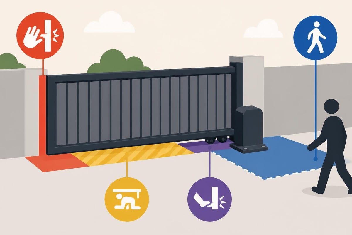 Sliding Gate Operator: Installation, Types &Amp; Maintenance 2 Safety Zones For Sliding Gates