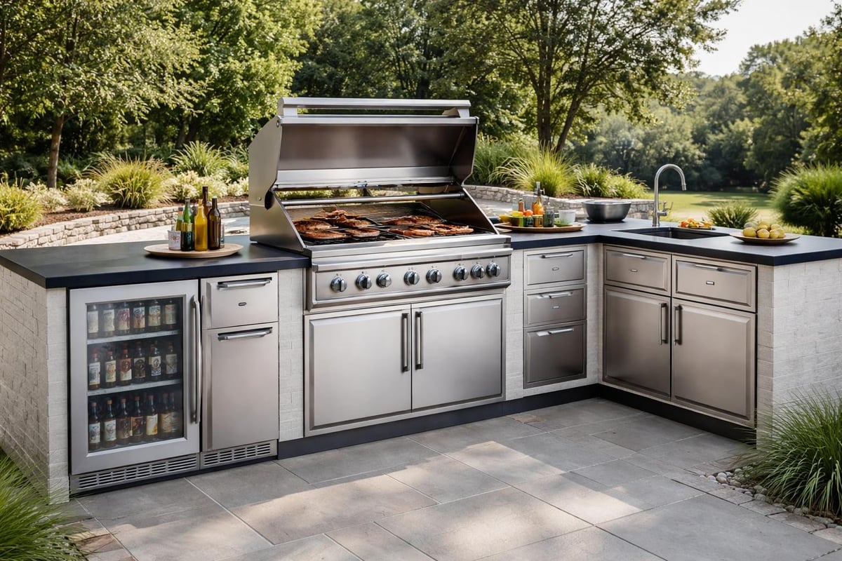 Integrated outdoor kitchen appliance package