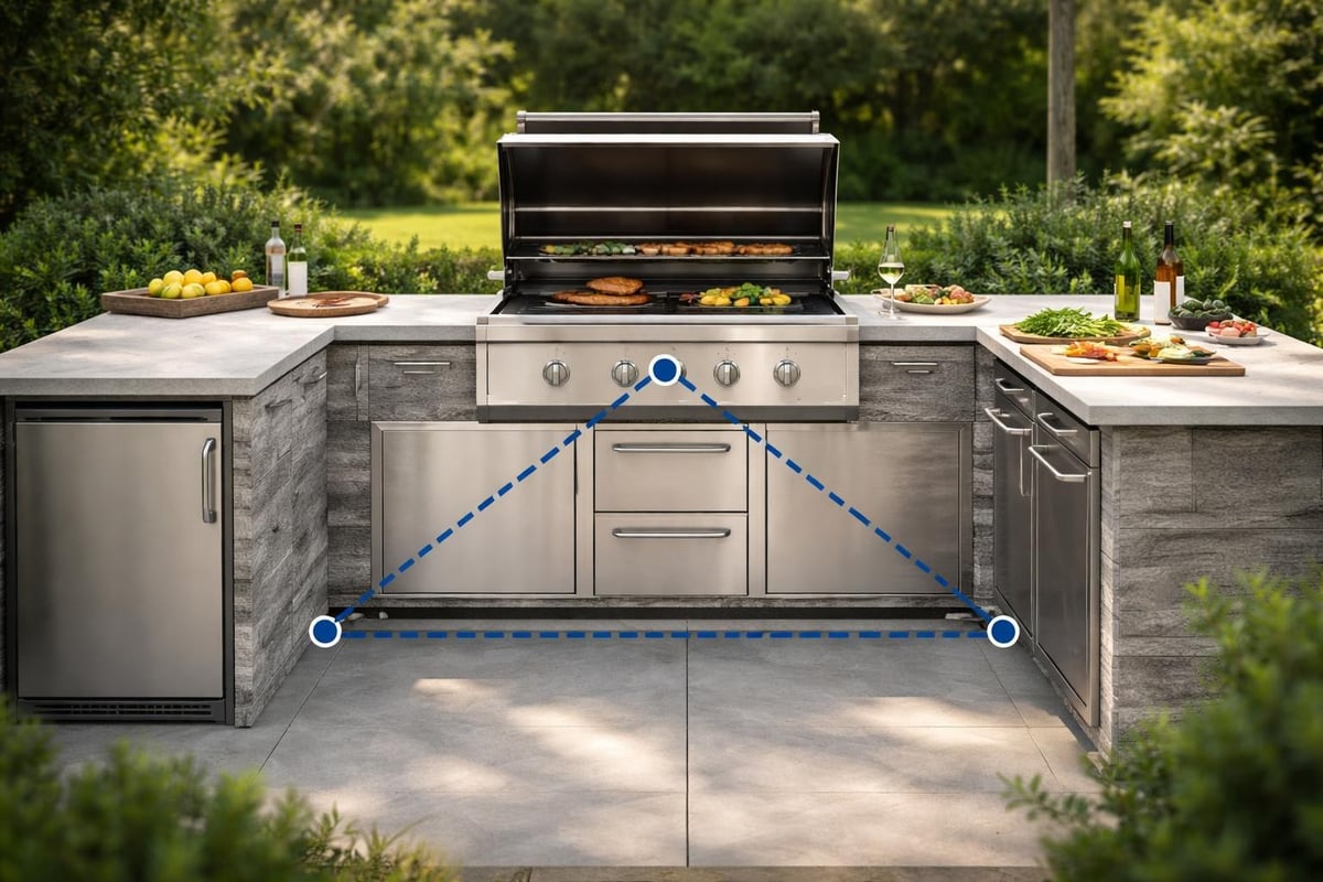 Outdoor kitchen workflow zones
