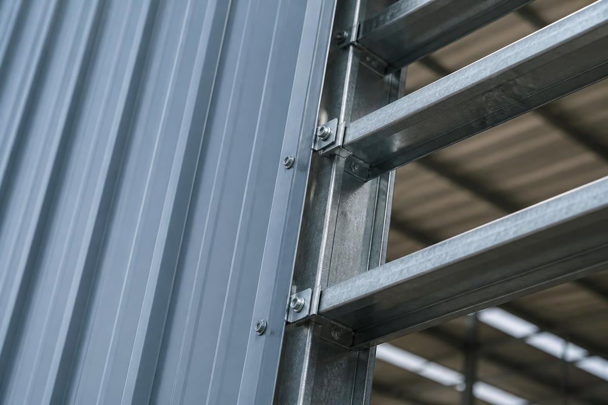Steel building panel attachment