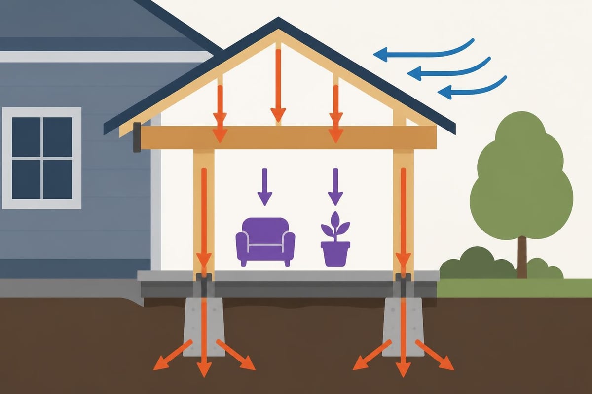 Structural load transfer in porch framing