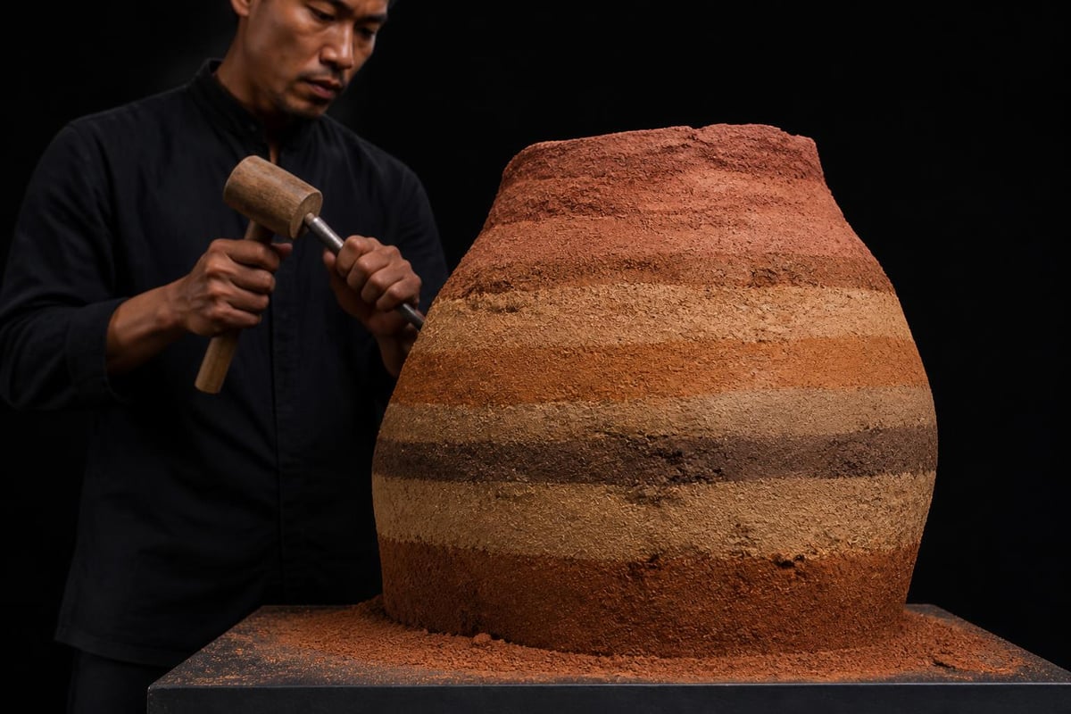 Rammed earth layers