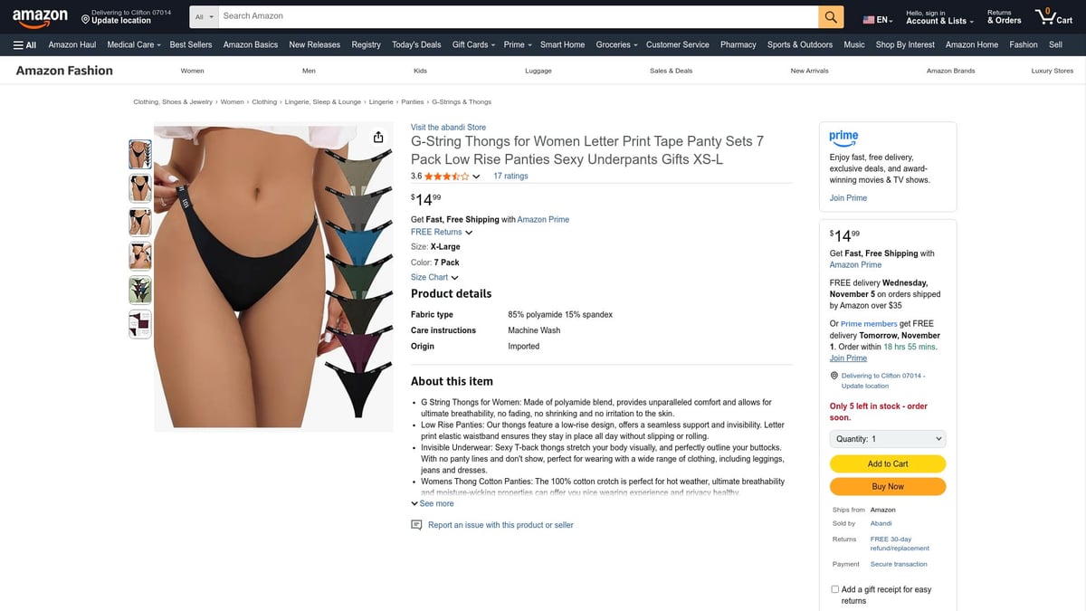 9 Best Thong Panty Sets for Women to Try in 2025 - 9. Abandi G-String Thongs for Women Letter Print Tape Panty Sets