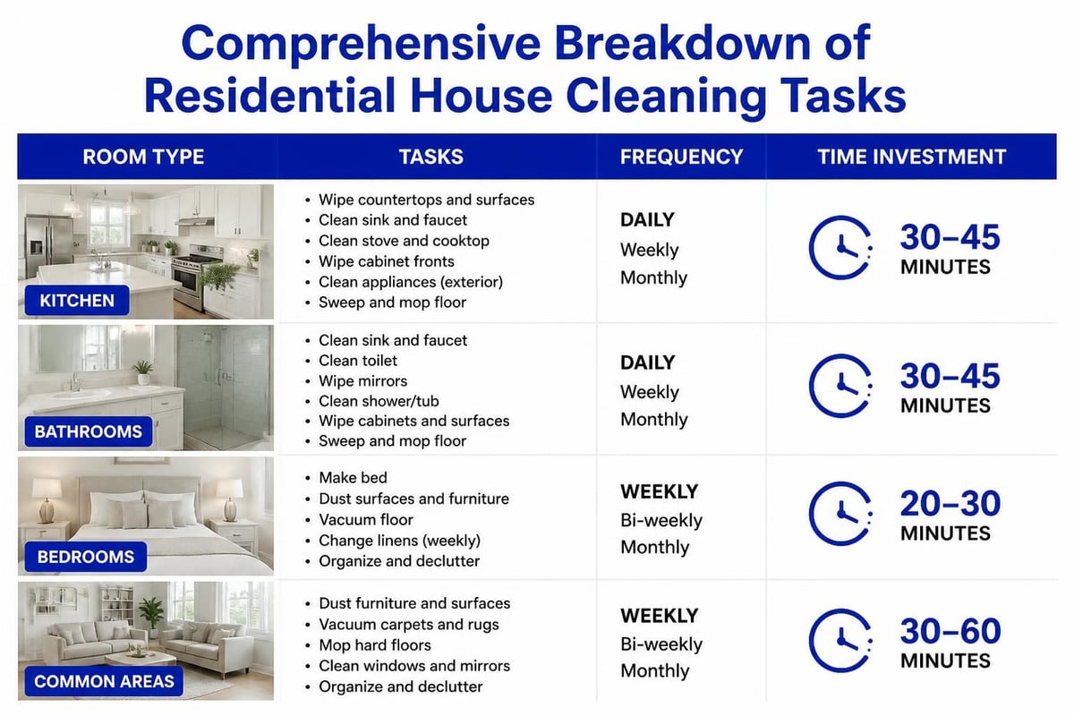 Residential cleaning task breakdown