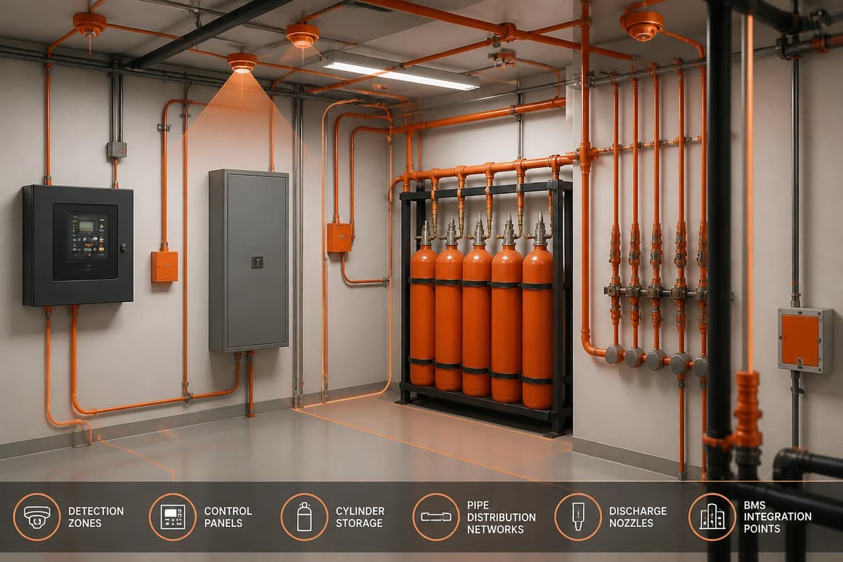 Gas suppression system architecture