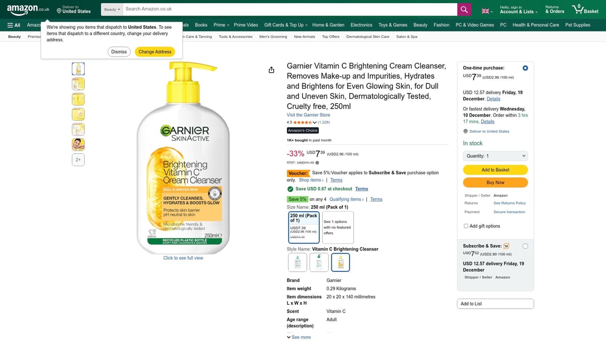 7 Best Skin Naturals Products to Try in 2026 - Garnier Vitamin C Brightening Cream Cleanser