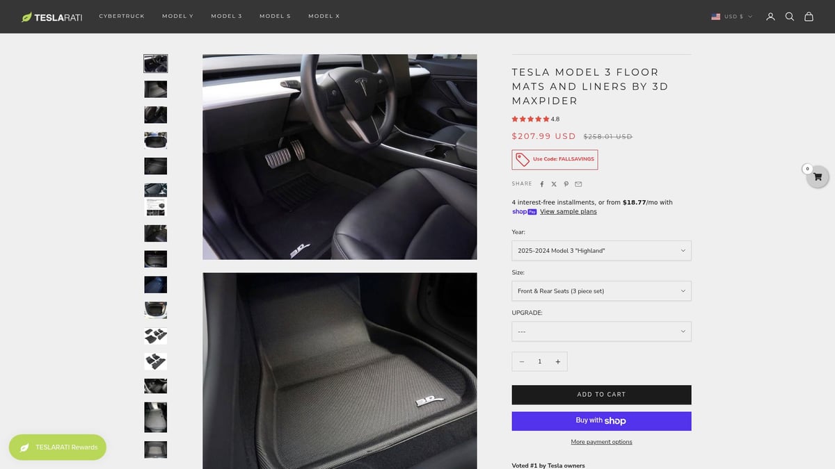Top 7 Tesla 3 Floor Mats for Superior Protection in 2025 - 3D MAXpider All-Weather Floor Mats for Tesla Model 3