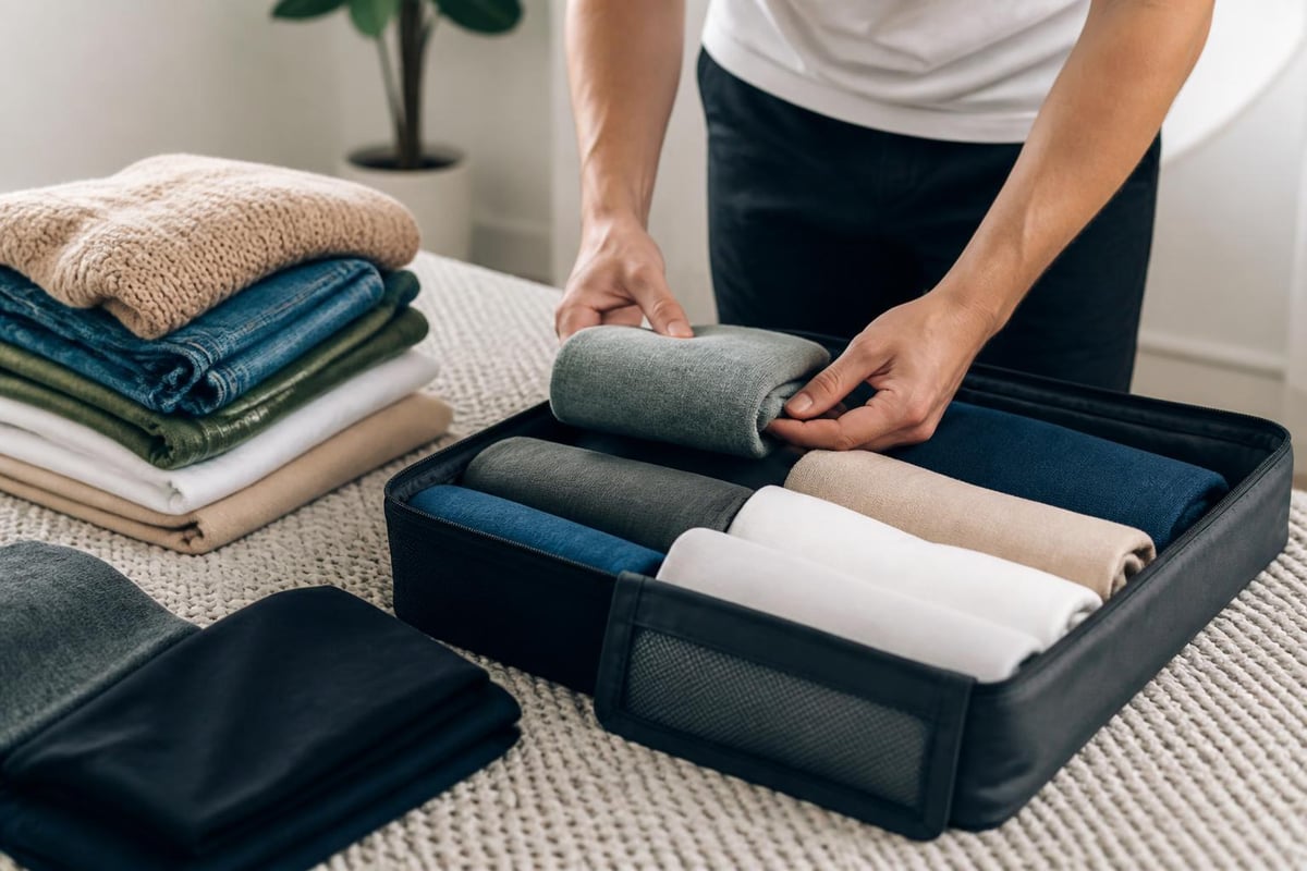 Wrinkle prevention in compression bags