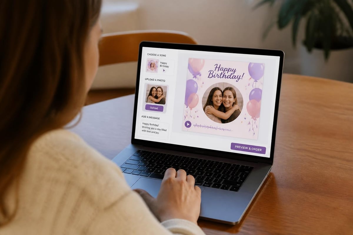 Personalization workflow for musical birthday cards