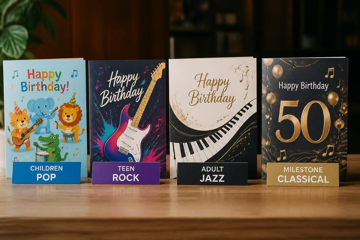 Popular musical birthday card themes