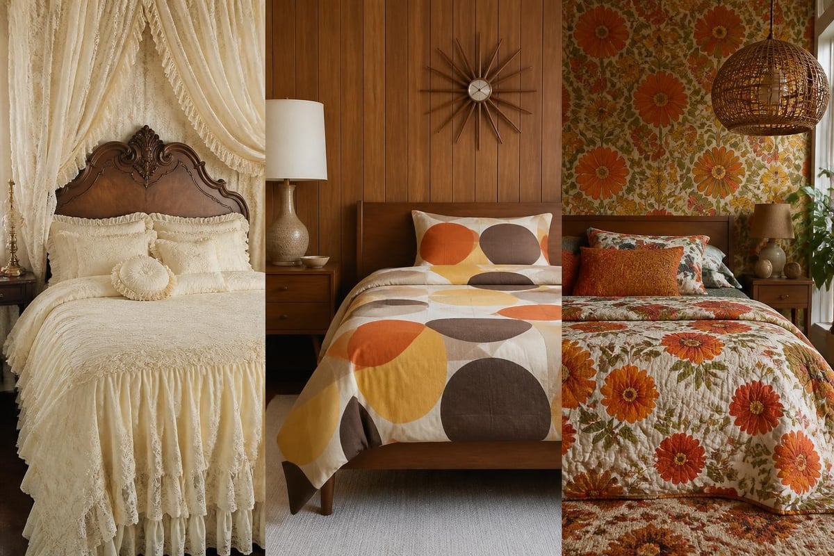 Different vintage bedding eras
