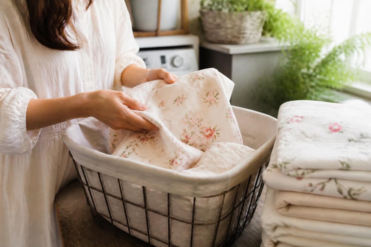 Vintage bedding care routine