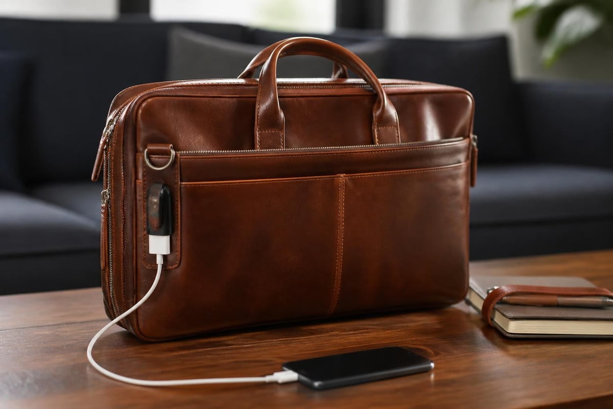 Smart leather bag features